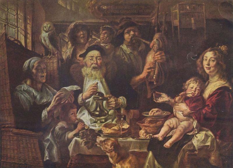 Jacob Jordaens Jacob Jordaens, As the Old Sang, So the young Pipe. oil painting picture